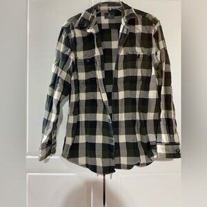 Men's Green and White Checkered Shirt 100% cotton